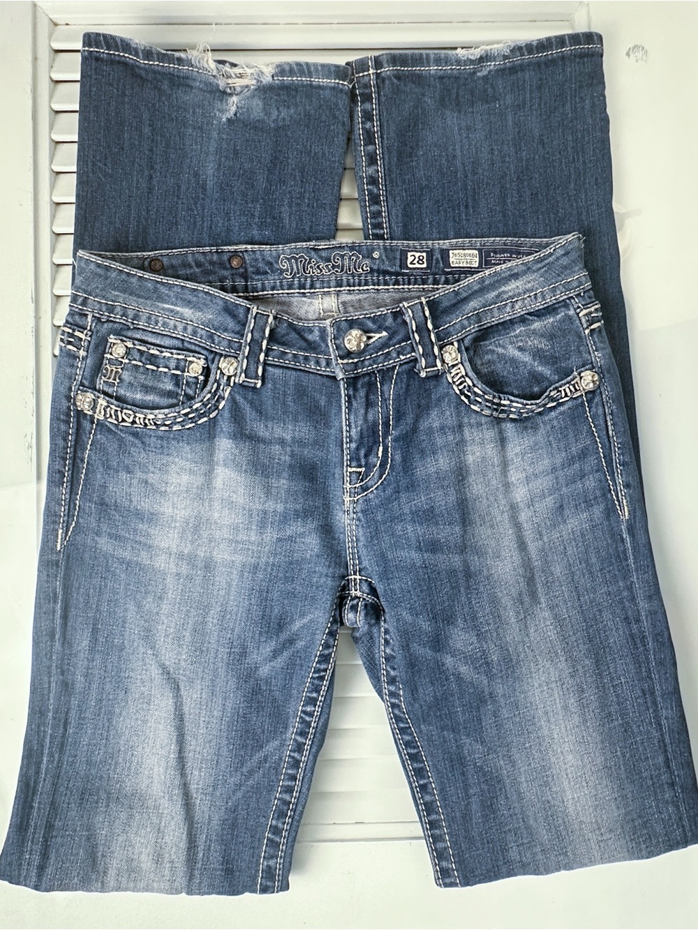 Miss Me Faded Blue Boot Cut Jeans - Size 28